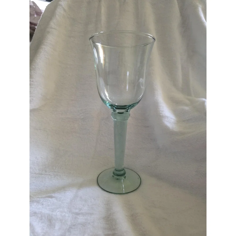 Vintage La Mediterranea Recycled Glass Goblets - Set of 4, Seafoam Green